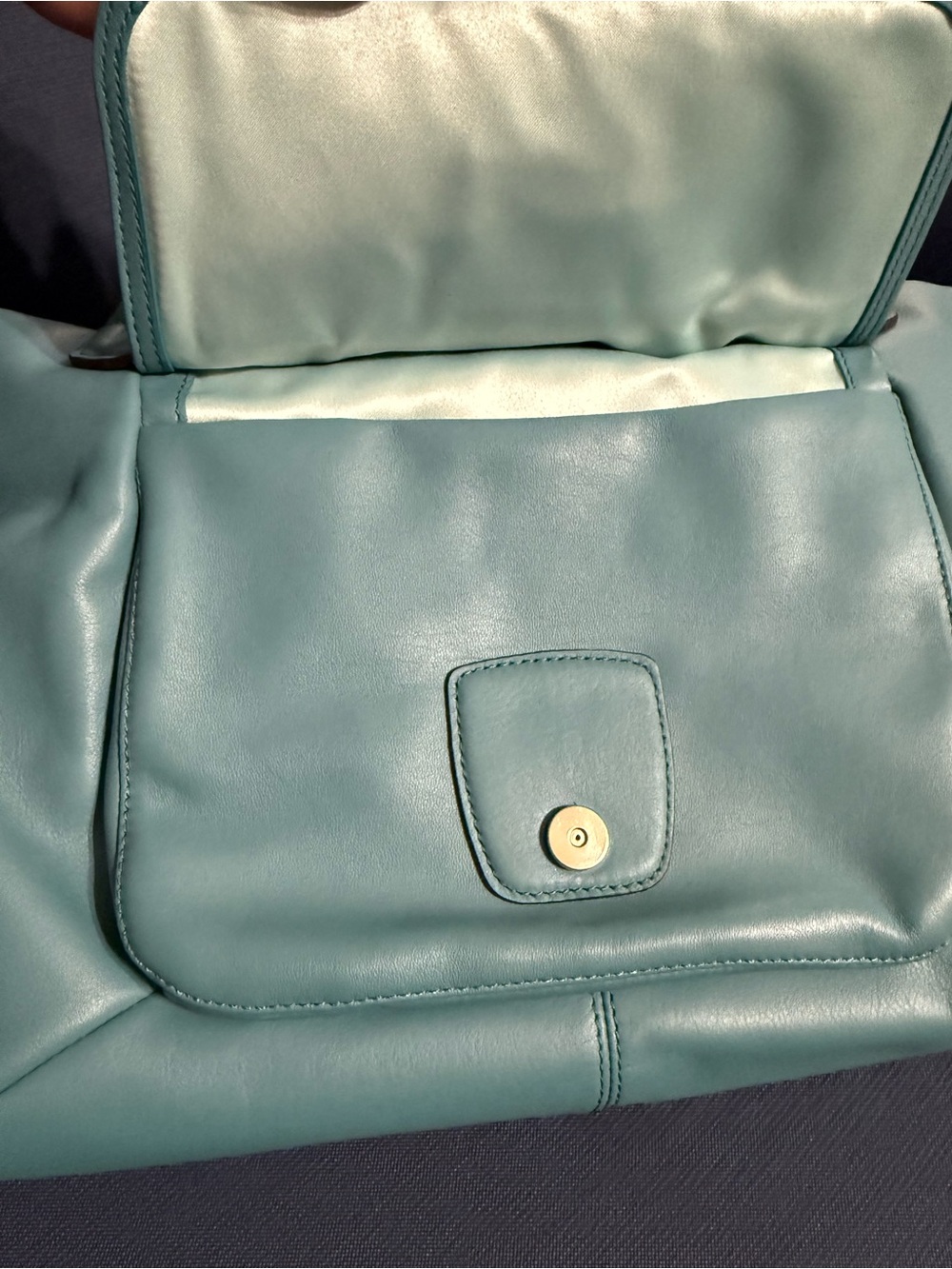 Coach Campbell Belle Carryall Robin’s Egg Blue Leather Shoulder Tote NWT - Picture 9 of 13